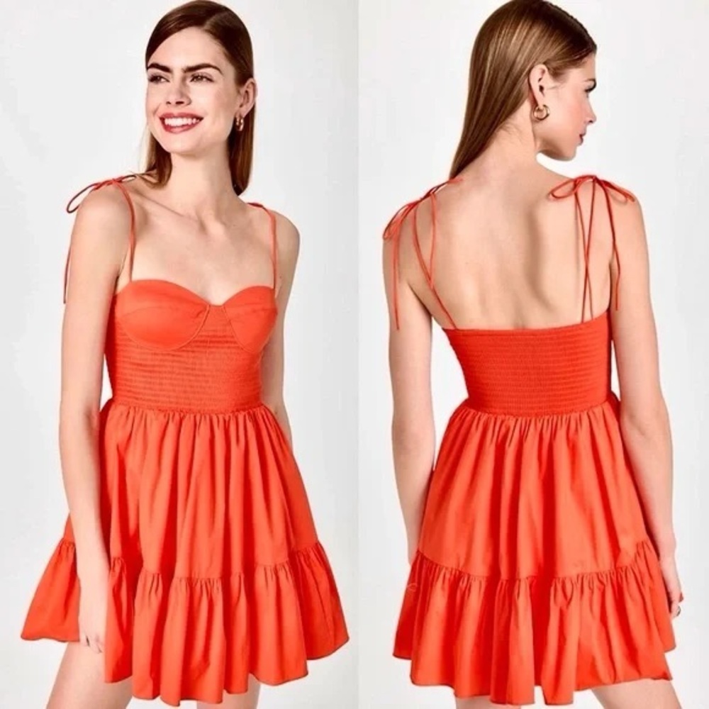 STAUD COTTON BUSTIER MINI DRESS SZ XS